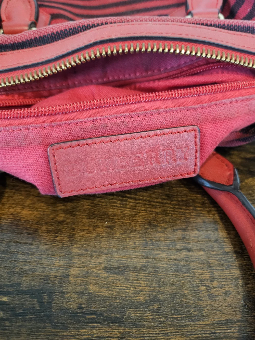 Burberry Canvas Stripe Mini Boston Bag